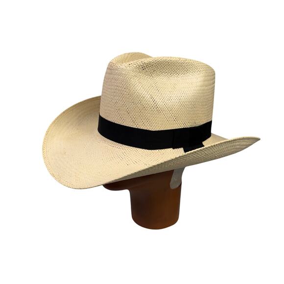 Ralph Lauren Polo Western Vintage Straw Hat Long Oval 7 3/8 Cowboy Black Band - Picture 1 of 10